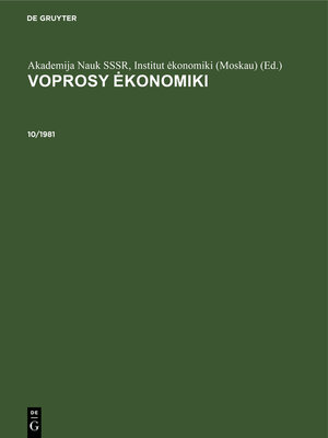 cover image of Voprosy ėkonomiki. 10/1981